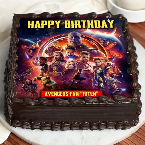 Avengers Square Poster Cake